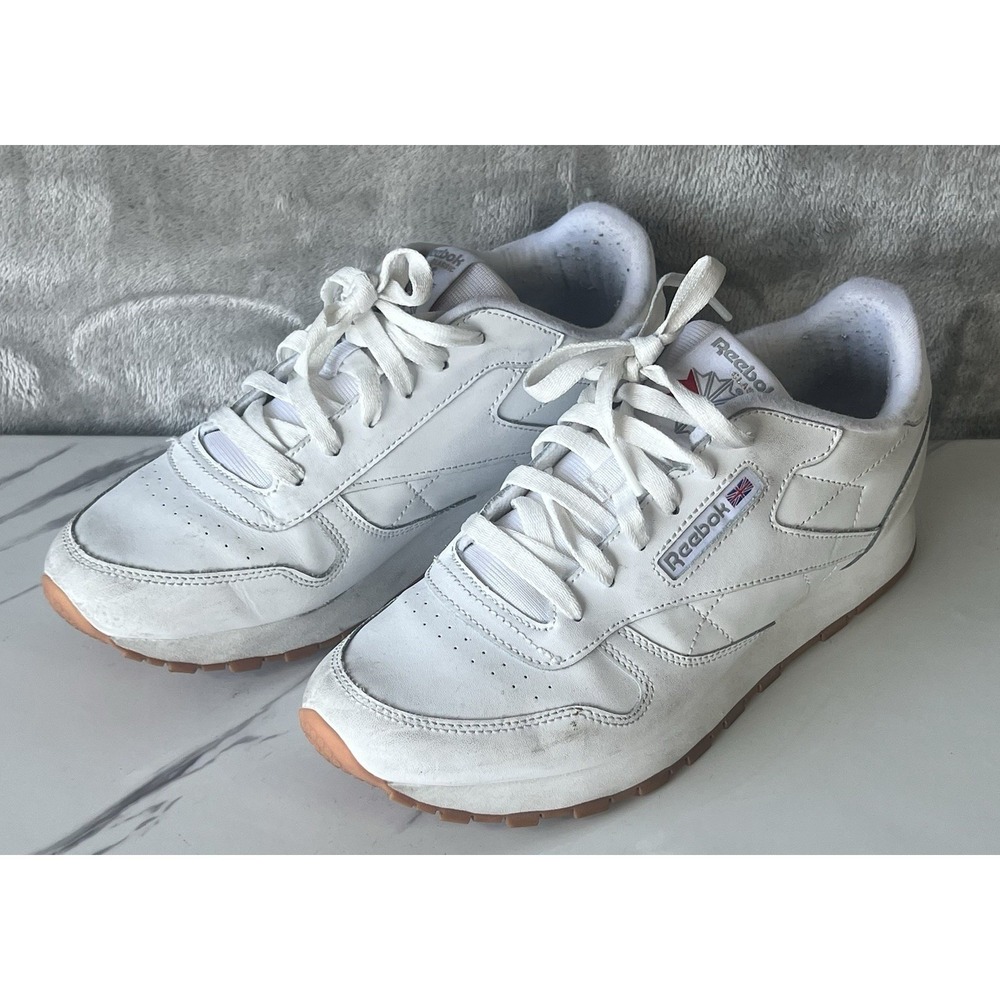 Reebok Classic Men's Size 6 Shoe White Leather‎ Low Top Casual Sneakers Retro